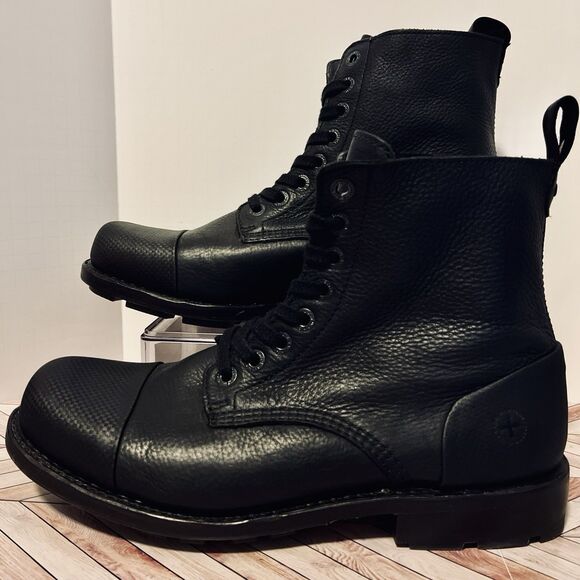Dr Martens Pier Black Full Grain Leather Men's 13 Boot Shoes Mono Soft 7 Eyelet